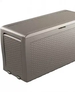 Úložné boxy Keter Záhradný úložný box Samoa Rattan sivá, 270 l, 117 x 57 x 45 cm