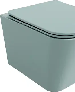 Záchody MEXEN - Teo Závesná WC misa Rimless vrátane sedátka s slow, Duroplast, svetlo zelená mat 30854048