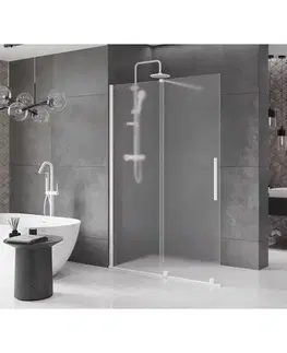Sprchové dvere MEXEN/S - Velar Sprchová zástena posuvná Walk-in 140 x 200, dekor 8 mm, biela 871-140-000-33-20