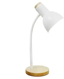 Lampy Zuma Line SM-W02-WH - Stolná lampa 1xE27/40W/230V biela/dub SM-W02-WH