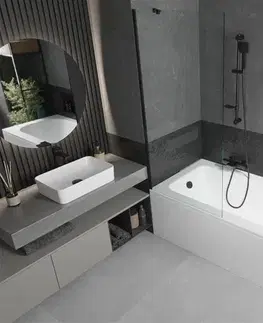 Sprchové dvere MEXEN/S - Vega obdĺžniková vaňa 180 x 80 cm s panelom + vaňová zástena 80, transparent, čierna 550118080X9508000070