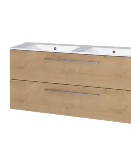 Kúpeľňový nábytok Mereo Bino, kúpeľňová skrinka s keramickým umývadlom 121 cm, dub Arlington CN623