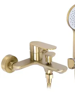 Kúpeľňové batérie REA - Vaňová nástenná batéria DROP Brush Gold REA-B6399