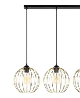 Svietidlá  Luster na lanku MATT 3xE27/60W/230V čierna/zlatá 0860