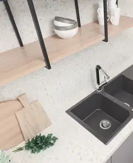 Kuchynské drezy DEANTE DEANTE - Andante antracit metalic - Granitový drez, 2 - bowl s odkvapkávačom ZQN_T213