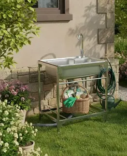Kuchynské drezy KONDELA Inox New nerezový kuchynský drez 68x44 cm strieborná