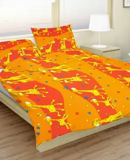 Detské obliečky Obliečky bavlnené detské Žirafky oranžové TiaHome - Detský set 130x90cm + 65x45cm