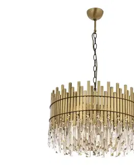 Svietidlá  Luster na reťazi CRYSTALLINE, 8xE27/40W/230V, priemer 60 cm, mosadz 301AUR1164