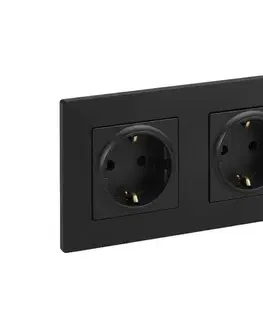 Predlžovacie káble Legrand - Dvojitá domová zásuvka SCHUKO 250V/16A NILOE STEP čierna LR0045+LR0116+LR0116