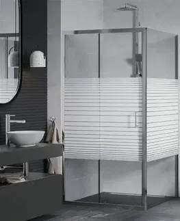 Sprchovacie kúty MEXEN/S - APIA sprchovací kút 90x90, dekor - pruhy, chróm 840-090-090-01-20