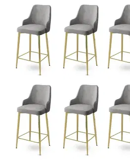 Barové stoličky Bar Stool Set (6 Pieces) Enox - Grey, Gold