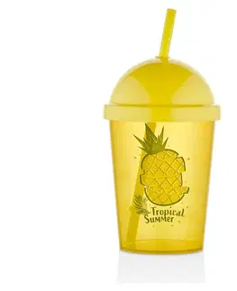 Kelímky, poháriky MAKRO - Pohár 450ml so slamkou Ananas, umelá hmota
