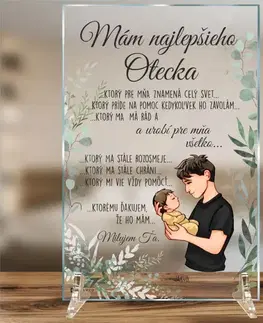Tabuľky s venovaním (darčeky) Darček pre OTECKA ku dňu otcov, rozmer 30x20cm, sklenená plaketa s venovaním