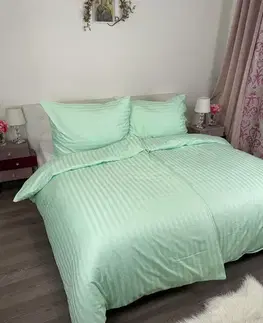 Obliečky Obliečky damaškové zelené TiaHome - 1x Vankúš 90x70cm, 1x Paplón 140x200cm