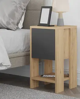 Nočné stolíky Nočný stolík Ema - Oak, Anthracite