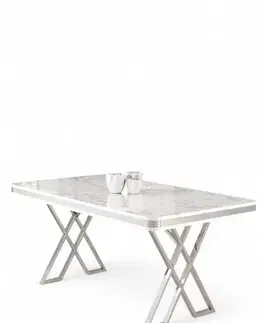 Jedálenské stoly Jedálenský stôl Vals - White Marble, Chrome