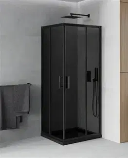 Vane MEXEN/S - Rio sprchovací kút 80x80, grafit, čierna + vanička so sifónom 860-080-080-70-40-4070B