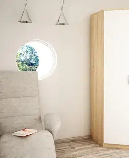 Šatníkové skrine Rohová skriňa ALEŠ, dub sonoma/biela