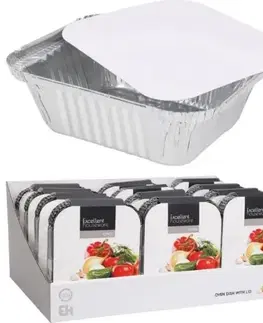 Grilovacie náradie Kinekus Miska / podnos hranatá grilovacia/na pečenie s vekom ALU 12x14,5x5 cm, sada 10 ks