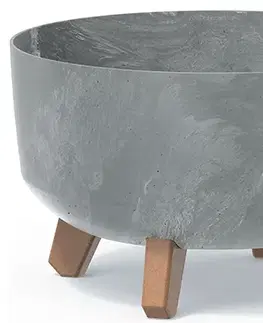 Kvetináče a truhlíky NABBI DGRL300LE plastový kvetináč na nožičkách 28,5 cm sivý betón