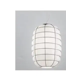 Svietidlá SIRU - Luster na lanku LANTERNA 1xE27/60W/230V pr. 32 cm čierna/biela benátske sklo MS438-030BLL
