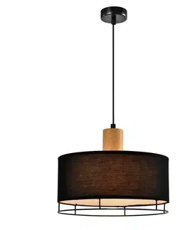 Stropná svetla Stropná lampa Ardi čierna s dreveným tienidlom 1x40W E27 čierne