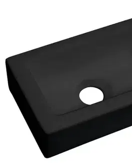 Umývadlá SAPHO - ZOE keramické umývadlo 37x18cm, otvor pre batériu vpravo, čierna mat AR495B