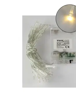 Vianočné dekorácie  LED  reťaz 20xLED/2 funkcie 2,4m teplá biela P493