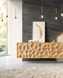Televízne stolíky DELIFE TV stolík Solu 175 cm dub prírodný 2 dvierka 2 zásuvky závesný 3D čelo