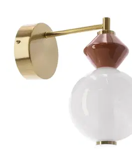 Nástenné svetlá FLORES lampa kinkiet mosiężny+brązowy 7W LED 3000K klosz biały
