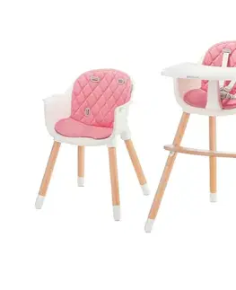 Jedálenská stolička KINDERKRAFT - Detská jedálenská stolička 2v1 SIENNA buk/ružová KKKSIENPNK0000
