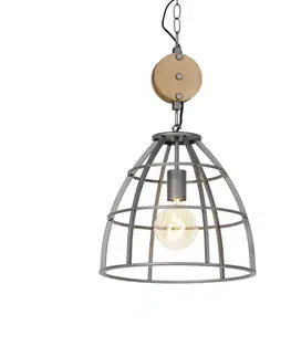Závesné svietidlá Inteligentné závesné svietidlo tmavosivé s drevom 34 cm vrátane Wifi G95 - Arthur