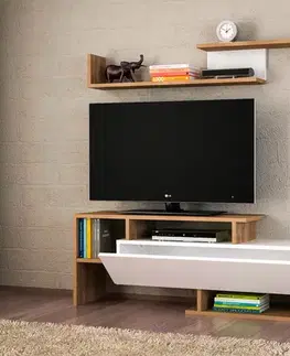 Nábytkové zostavy THINK malá TV stena, biela/orech