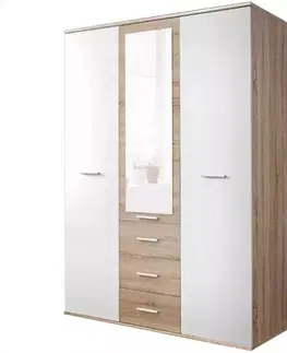 Šatníkové skrine Skriňa Dino 3D3S dub sonoma/biely