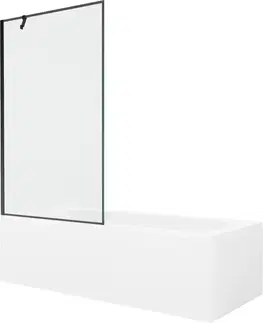 Sprchové dvere MEXEN/S - Vega obdĺžniková vaňa 180 x 80 cm s panelom + vaňová zástena 100, čierna vzor 550118080X9510007070