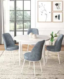 Jedálenské sety Dining Table & Chairs Set (5 Pieces) Tor - White, Grey