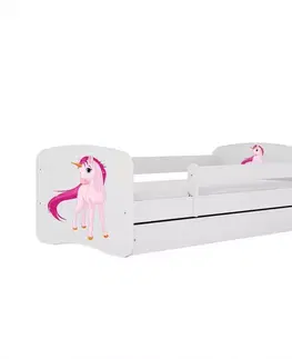 Postele pre dievčatá Detská Posteľ. Babydreams+Sz+M Biely 80x160 Jednorožec