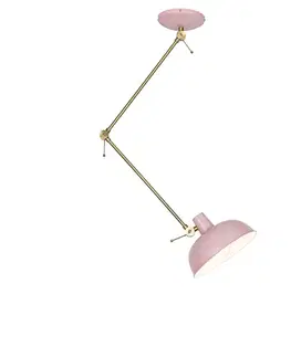 Stropné osvetlenie Retro stropné svietidlo ružové s bronzom - Milou