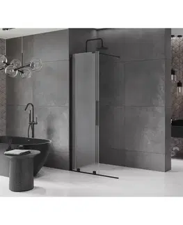 Sprchové dvere MEXEN/S - Velar Sprchová zástena posuvná Walk-in 110 x 200, dekor 8 mm, čierna 871-110-000-33-70