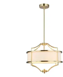 Svietidlá Open Design OR80926 - Závesné svietidlo na tyči STESSO 4xE27/15W/230V, priemer 42 cm, mosadz/biela OR80926