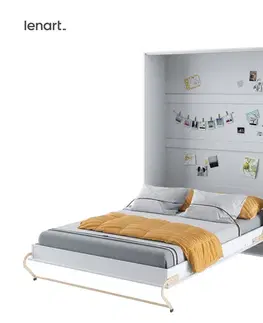 Postele Dig-net nábytok Sklápacia posteľ Lenart CONCEPT PRO CP-01 biely lesk | 140 x 200 cm