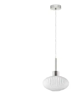 Svietidlá Eglo LED luster na lanku HARMA 1xE27/60W/230V pr. 25 cm matný chróm/biela 1xEG32515+1xNSLA55466