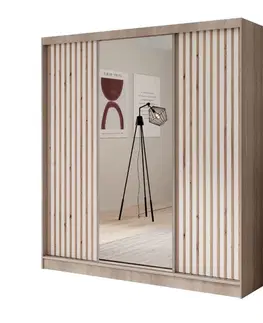 Šatníkové skrine ArtAdrk Šatníková skriňa IDA | dub sonoma / biela 200 cm
