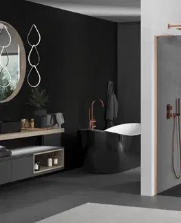 Sprchové dvere MEXEN/S - Kioto L Sprchová zástena WALK-IN 110 x 200, grafit, meď kartáčovaná 800-110-103-65-40