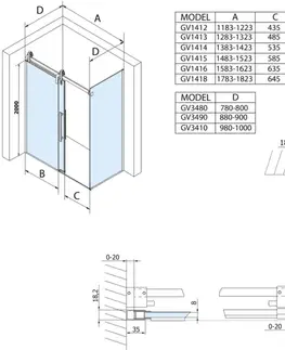Sprchové dvere GELCO - VOLCANO obdĺžniková sprchová zástena 1500x900 L/P varianta GV1015GV3090