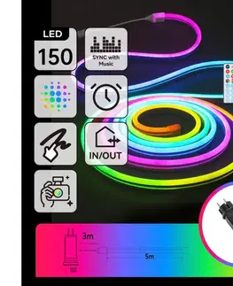 LED osvetlenie  B.V.  - LED RGBICW vonkajší svetelný reťazec 150xLED/10W/230V 5m IP44 + diaľkové ovládanie S104033U4