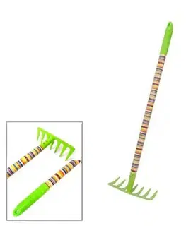 Detské náradie a nástroje Kinekus Hrable detské kovové 7-zubové, farebné pruhy, dĺžka 63cm