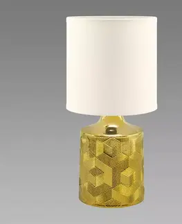 Lampy do obývačky Stolná lampa Linda E14 zlatá/biela03786