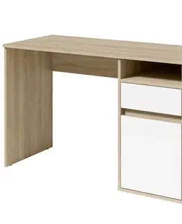 Moderné kancelárske stoly Písací stôl Billa 1d1sz 60 Nfsc B Sonoma/Biela