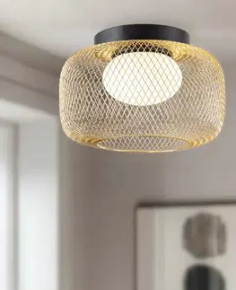 Stropná svetla Lampa sufitowa Sopra 32 czarno złota klosz druciany do salonu GX53